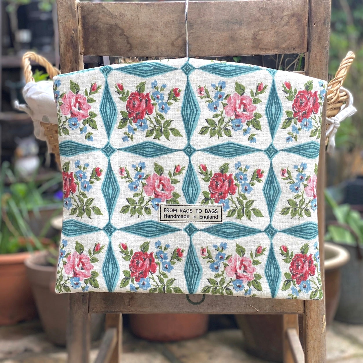 Vintage Roses Print Fabric Peg Bag