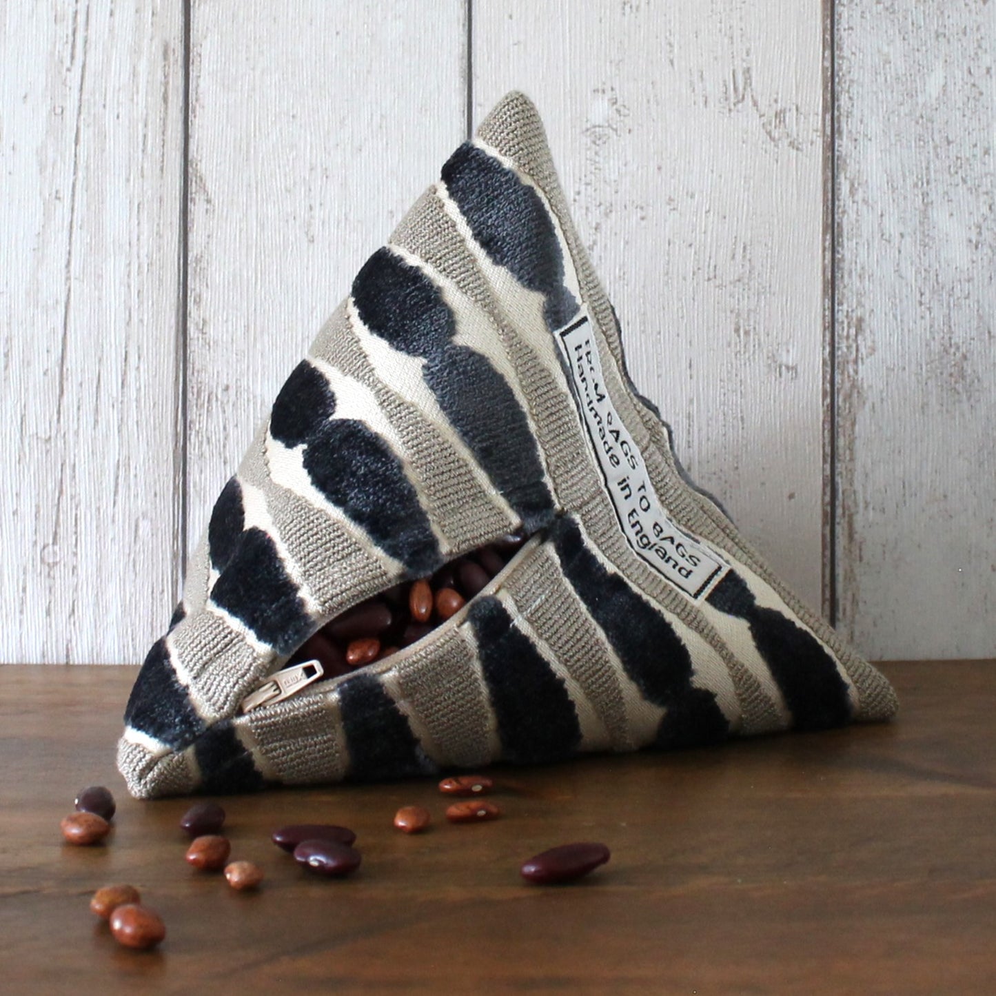 Grey Velvet Geometric Print Fabric Doorstop