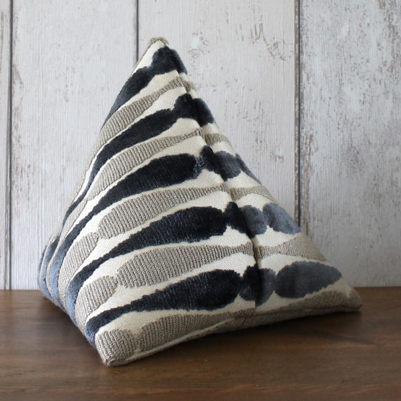 Grey Velvet Geometric Print Fabric Doorstop