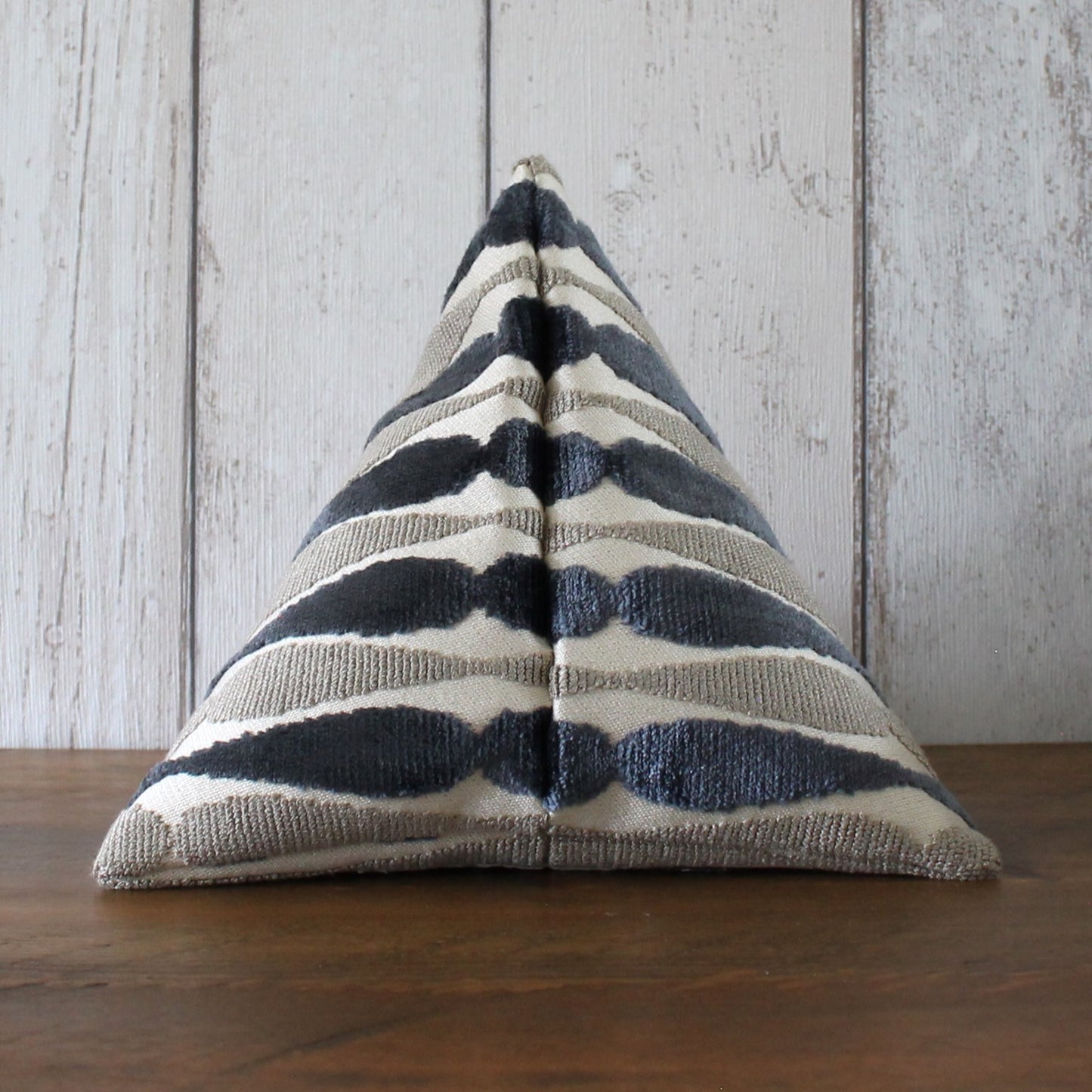 Grey Velvet Geometric Print Fabric Doorstop