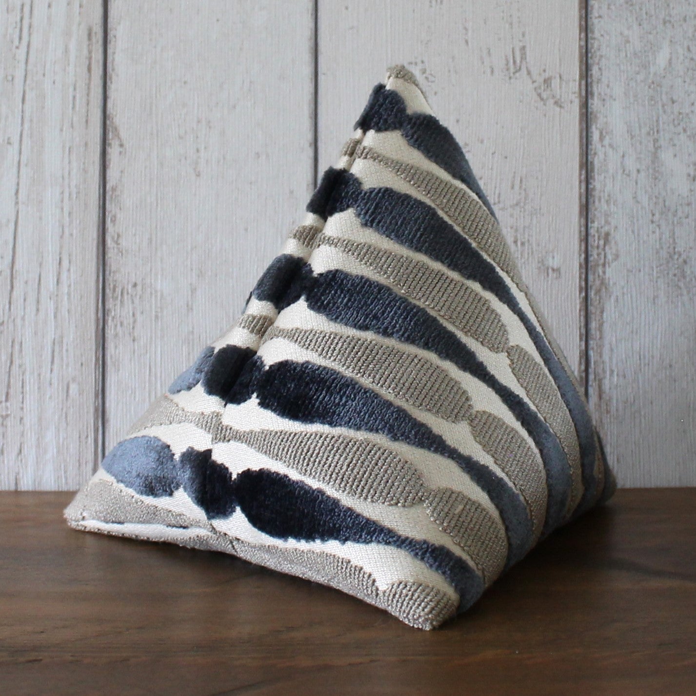 Grey Velvet Geometric Print Fabric Doorstop