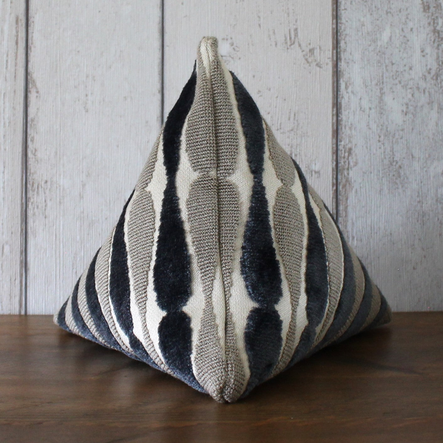 Grey Velvet Geometric Print Fabric Doorstop