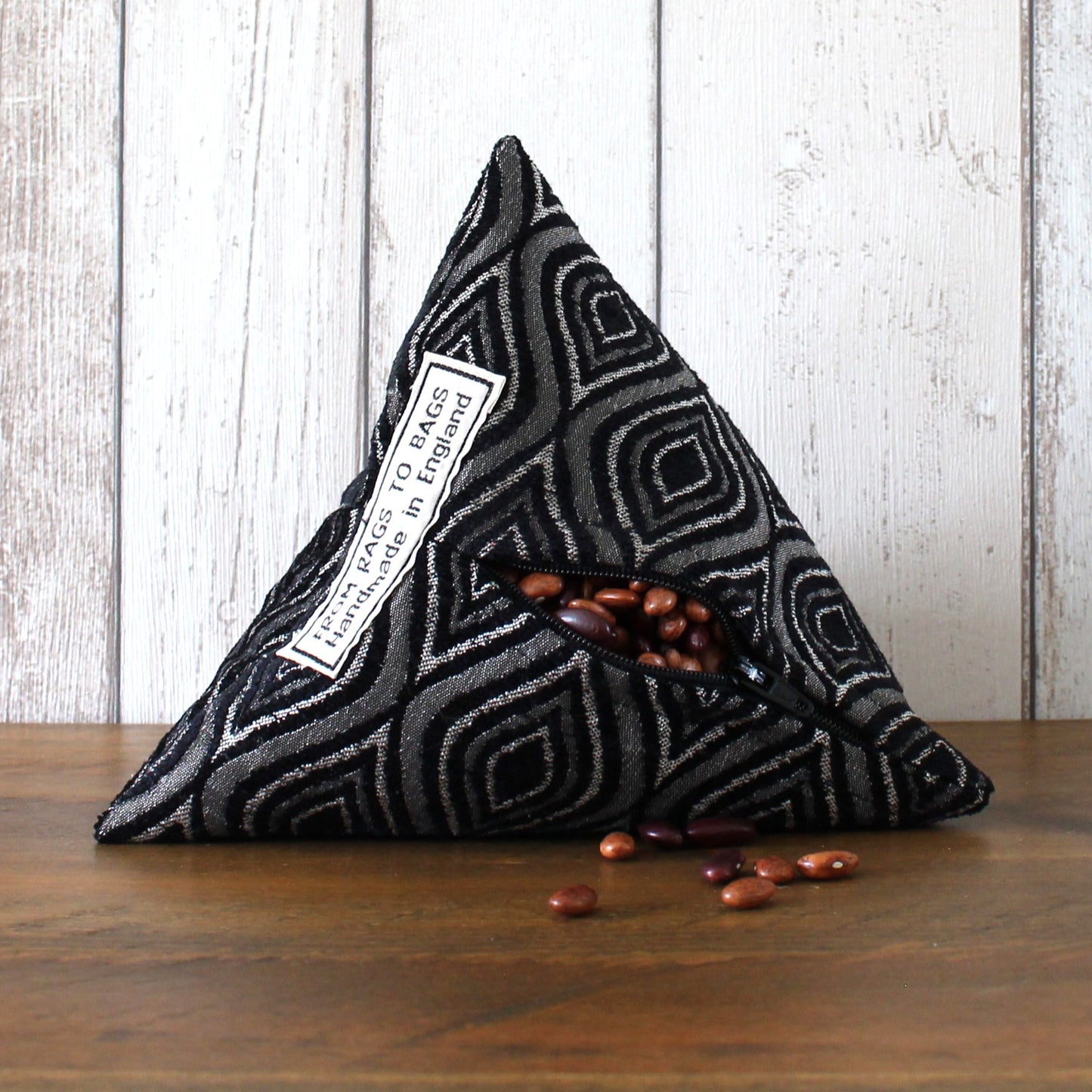 Black and Silver Geometric Fabric Doorstop