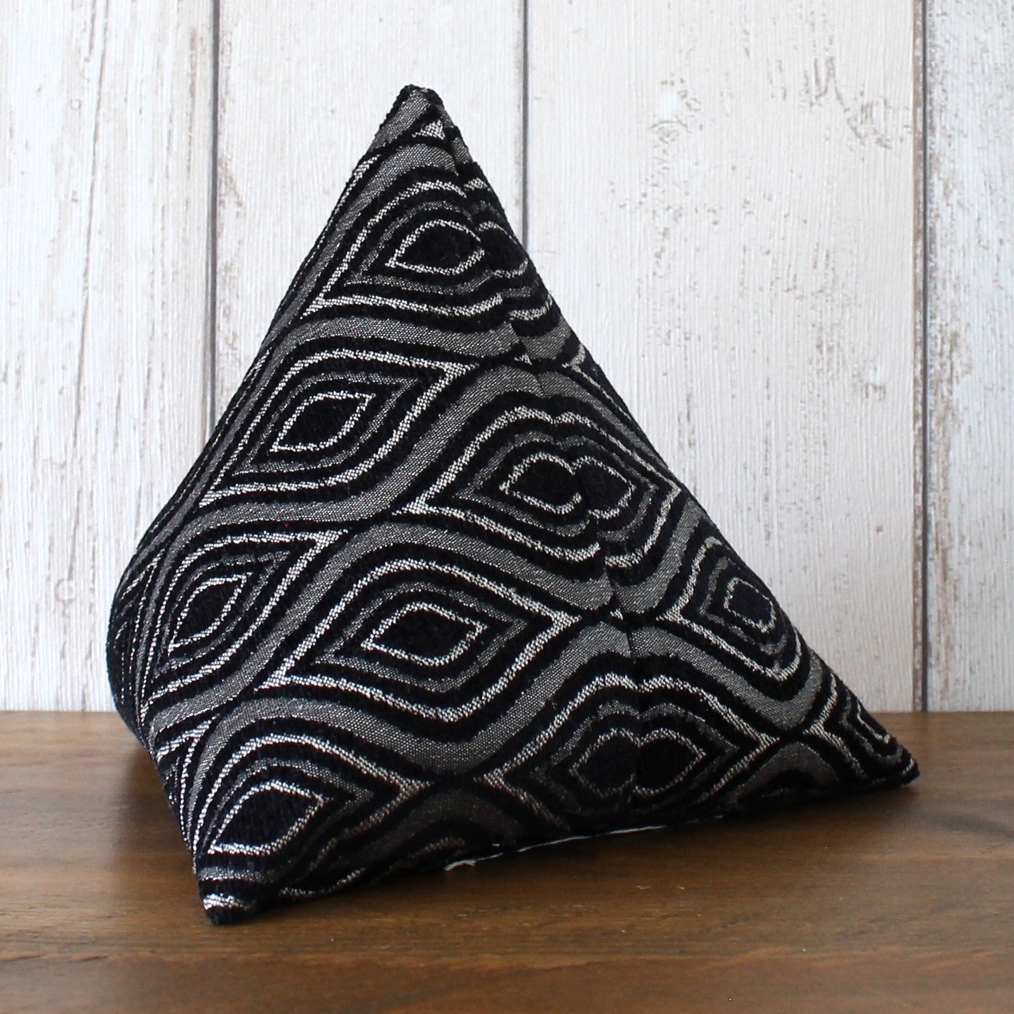 Black and Silver Geometric Fabric Doorstop