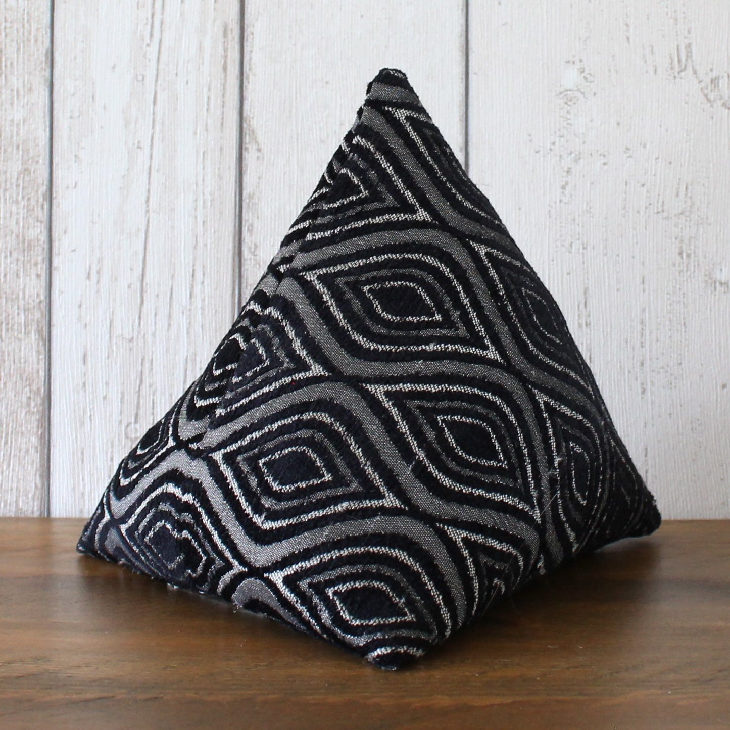 Black and Silver Geometric Fabric Doorstop