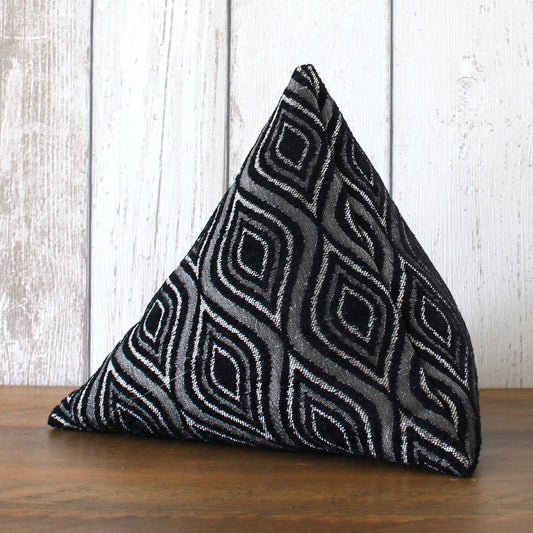 Black and Silver Geometric Fabric Doorstop