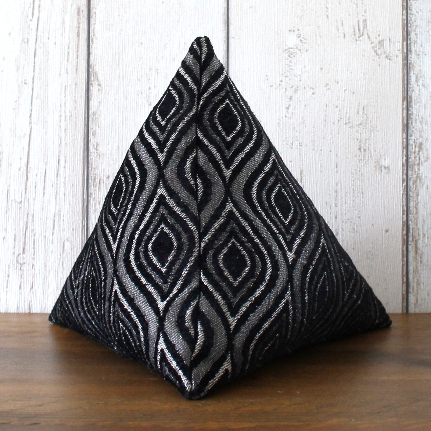 Black and Silver Geometric Fabric Doorstop