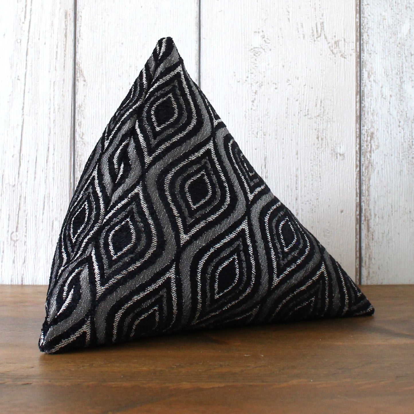 Black and Silver Geometric Fabric Doorstop