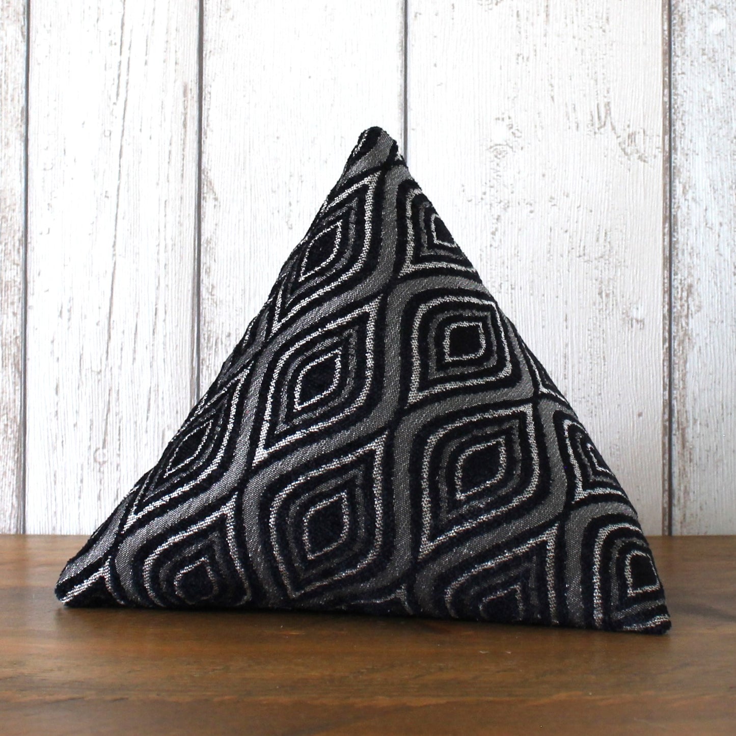 Black and Silver Geometric Fabric Doorstop