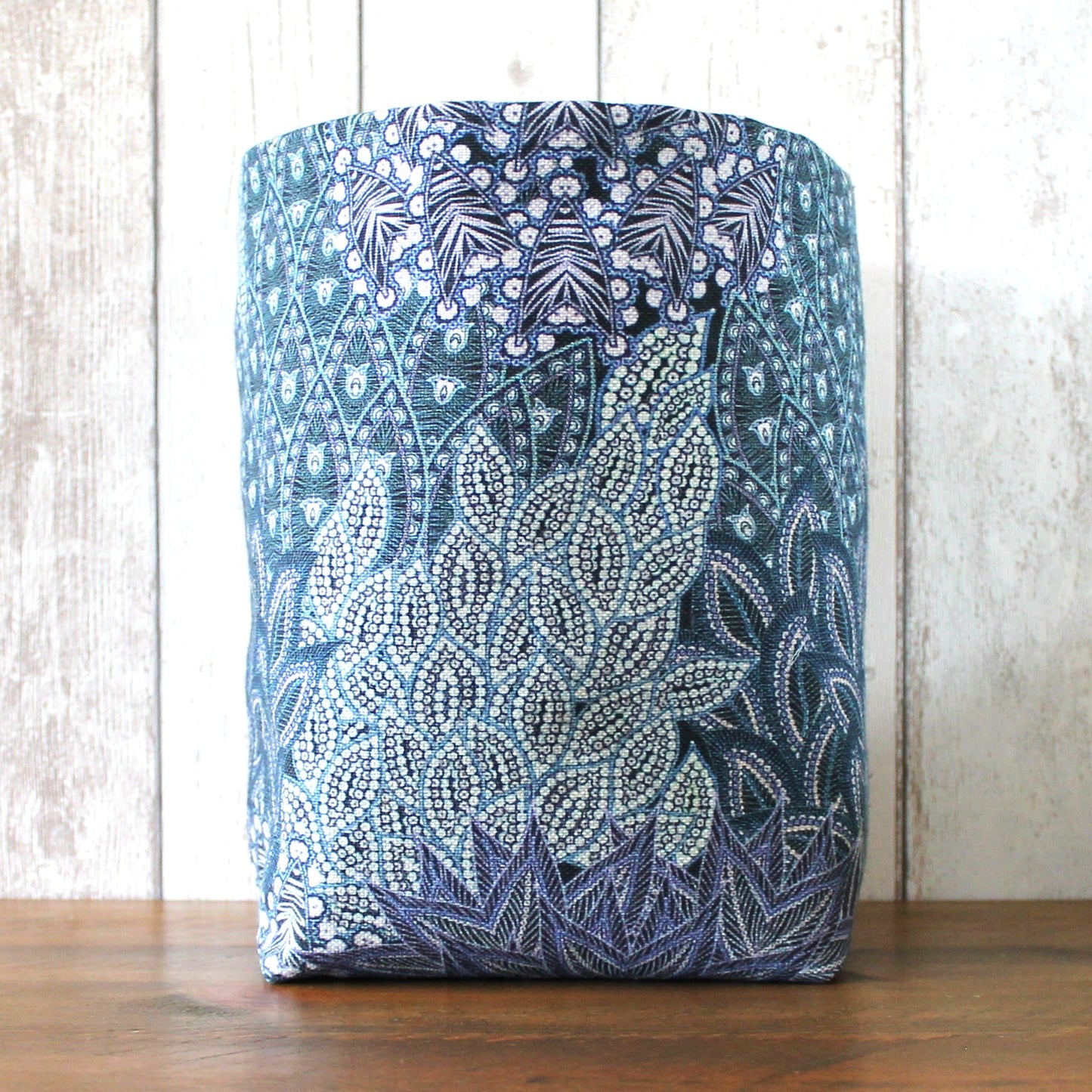 Blue Batik Style Fabric Storage Bin (L )