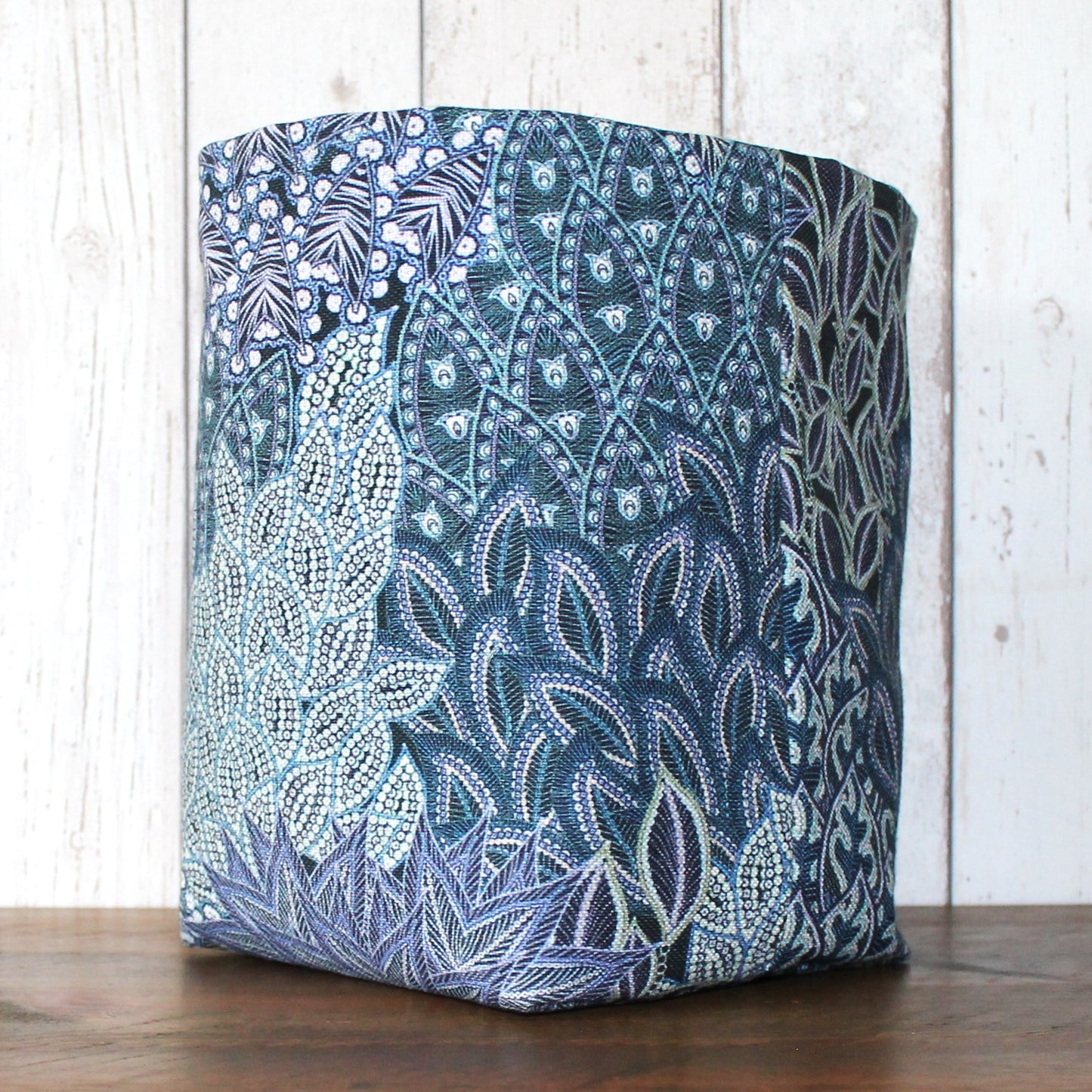 Blue Batik Style Fabric Storage Bin (L )