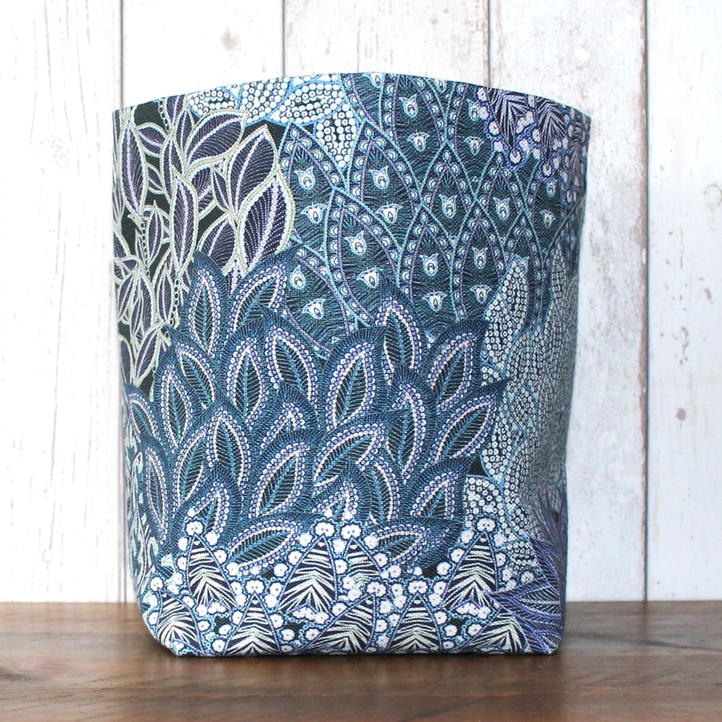 Blue Batik Style Fabric Storage Bin (L )