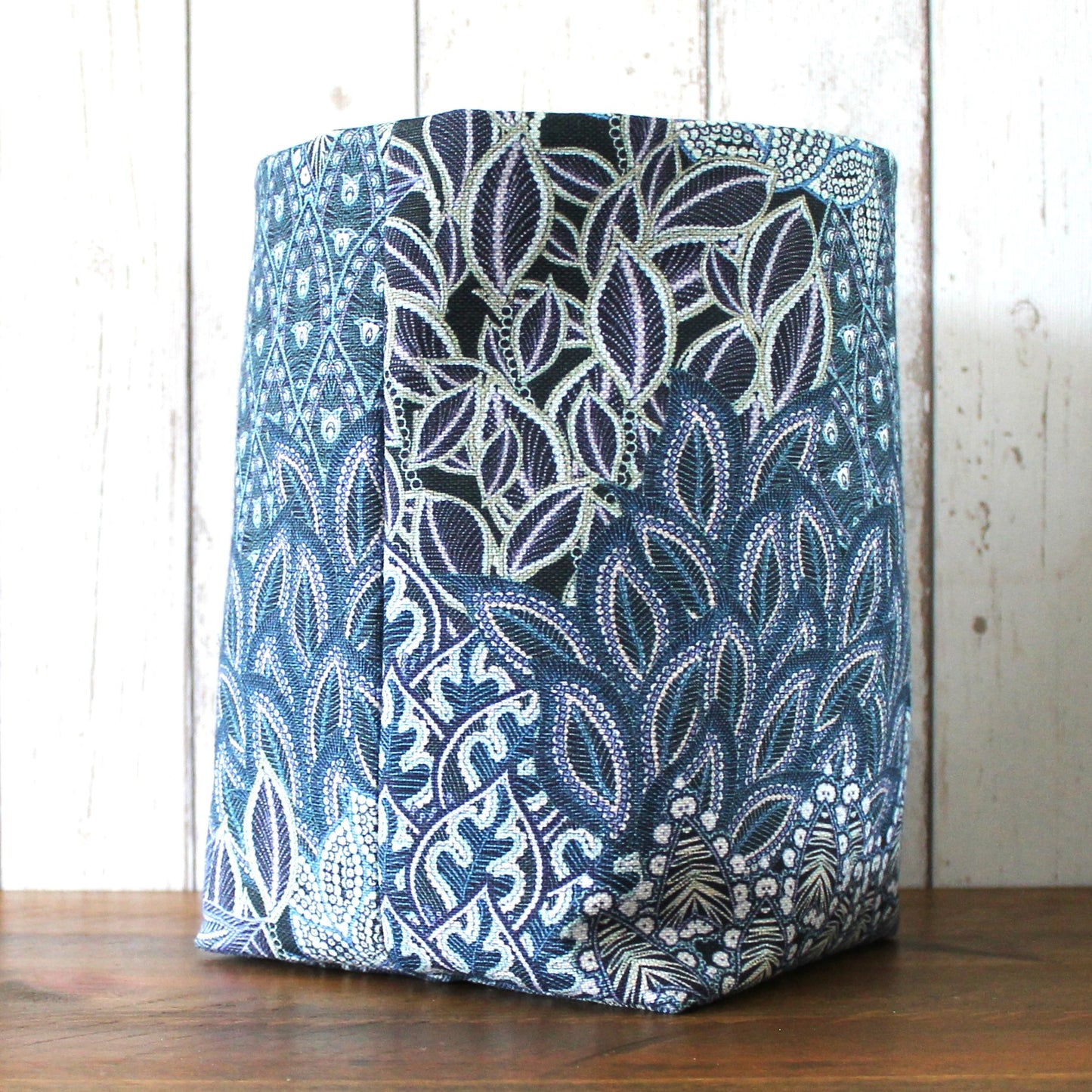 Blue Batik Style Fabric Storage Bin (L )