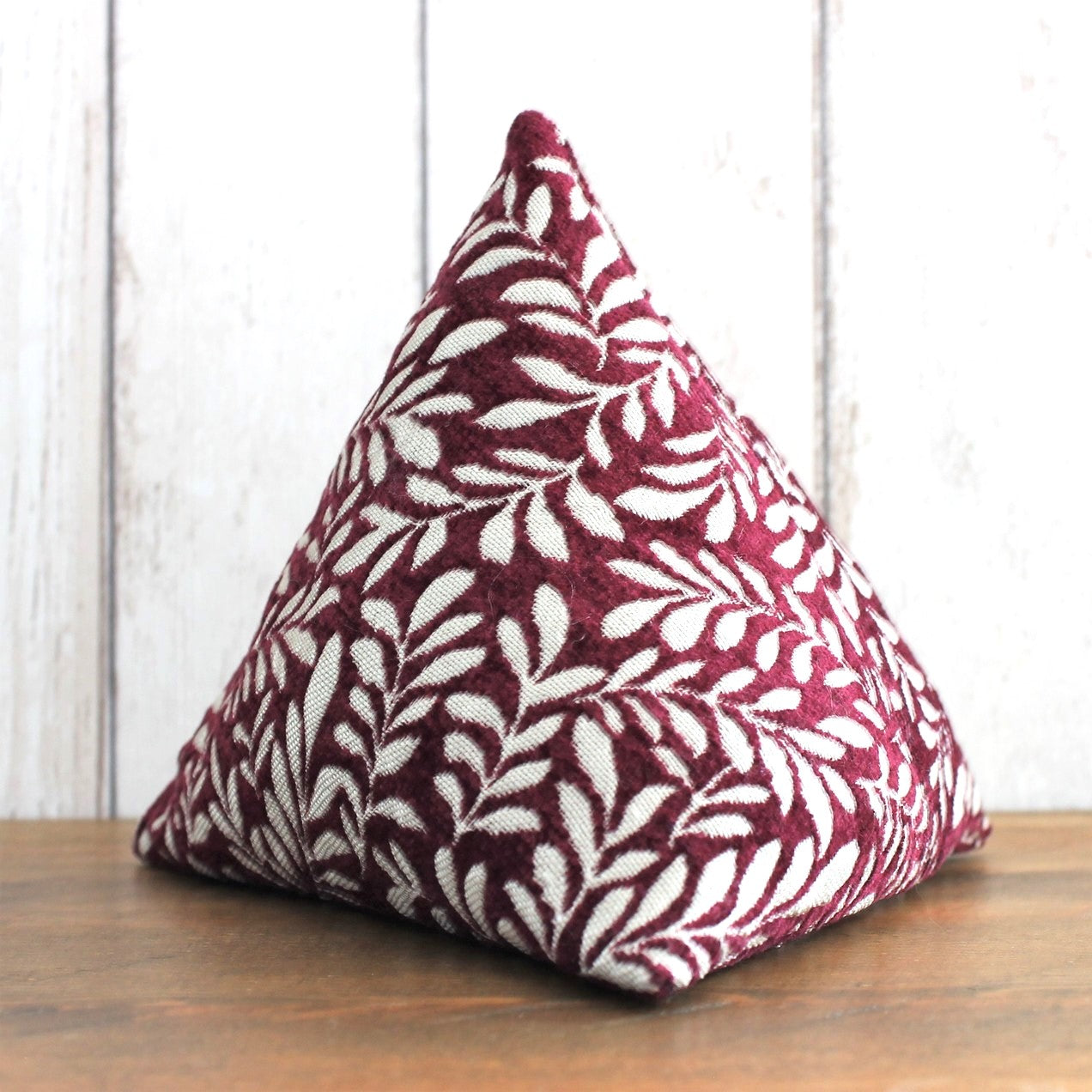 Deep Red and Beige Leafy Fabric Doorstop