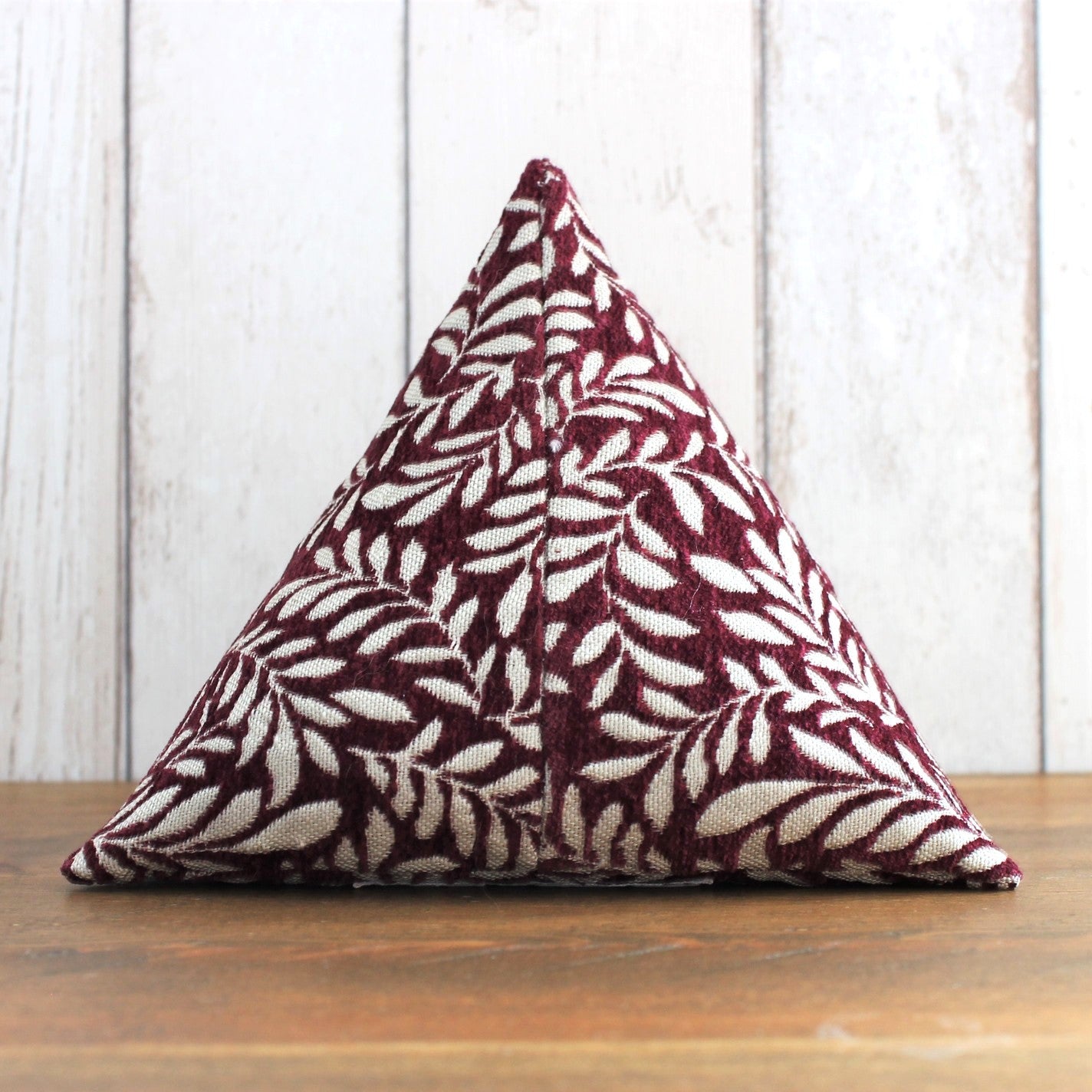 Deep Red and  Beige Leafy Fabric Doorstop