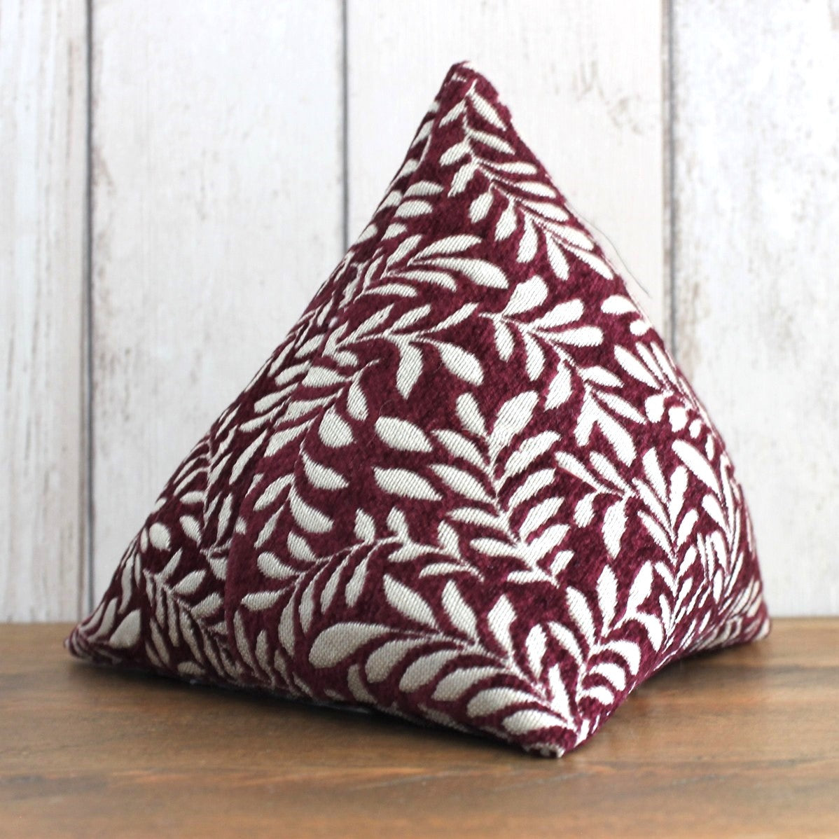 Deep Red and  Beige Leafy Fabric Doorstop