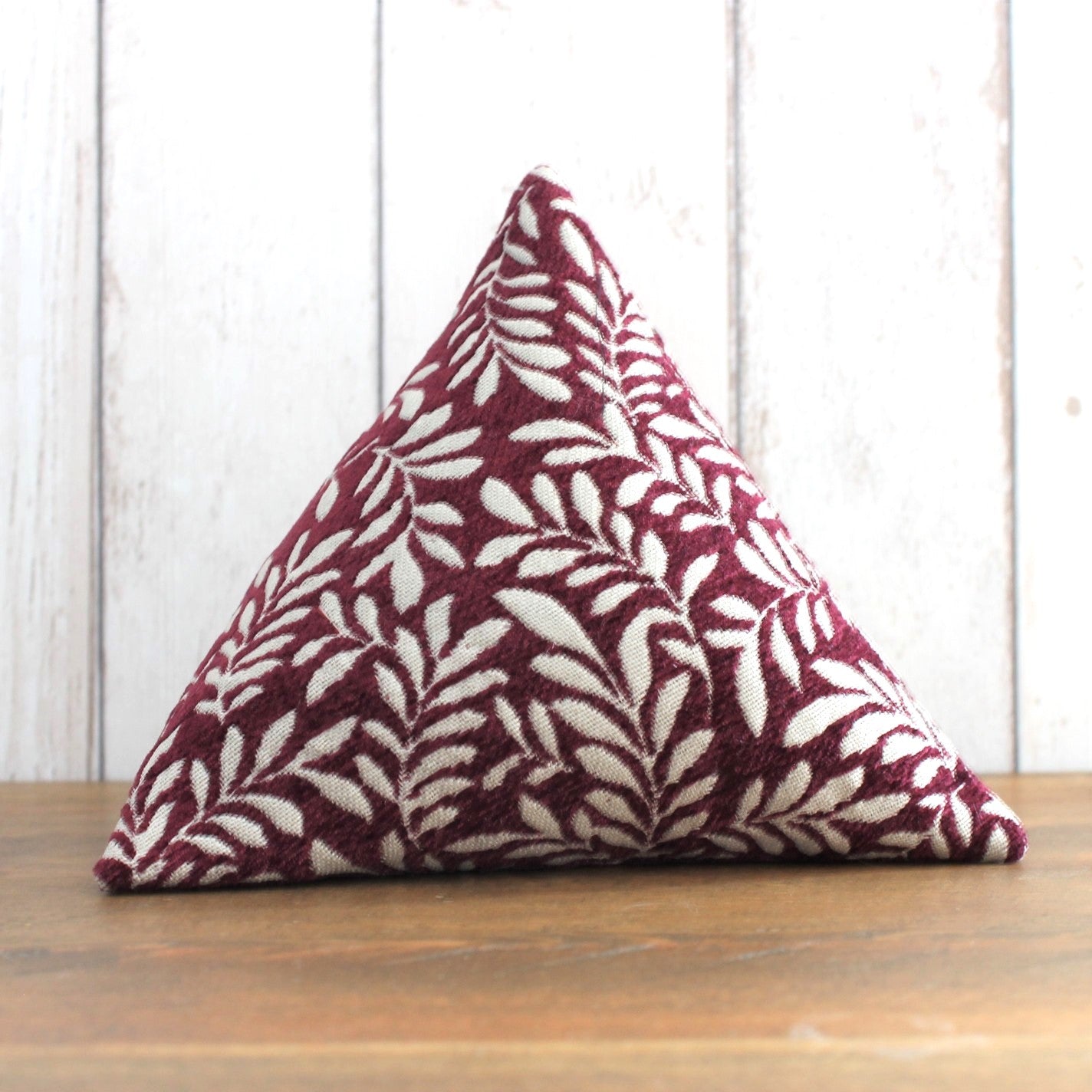 Deep Red and Beige Leafy Fabric Doorstop
