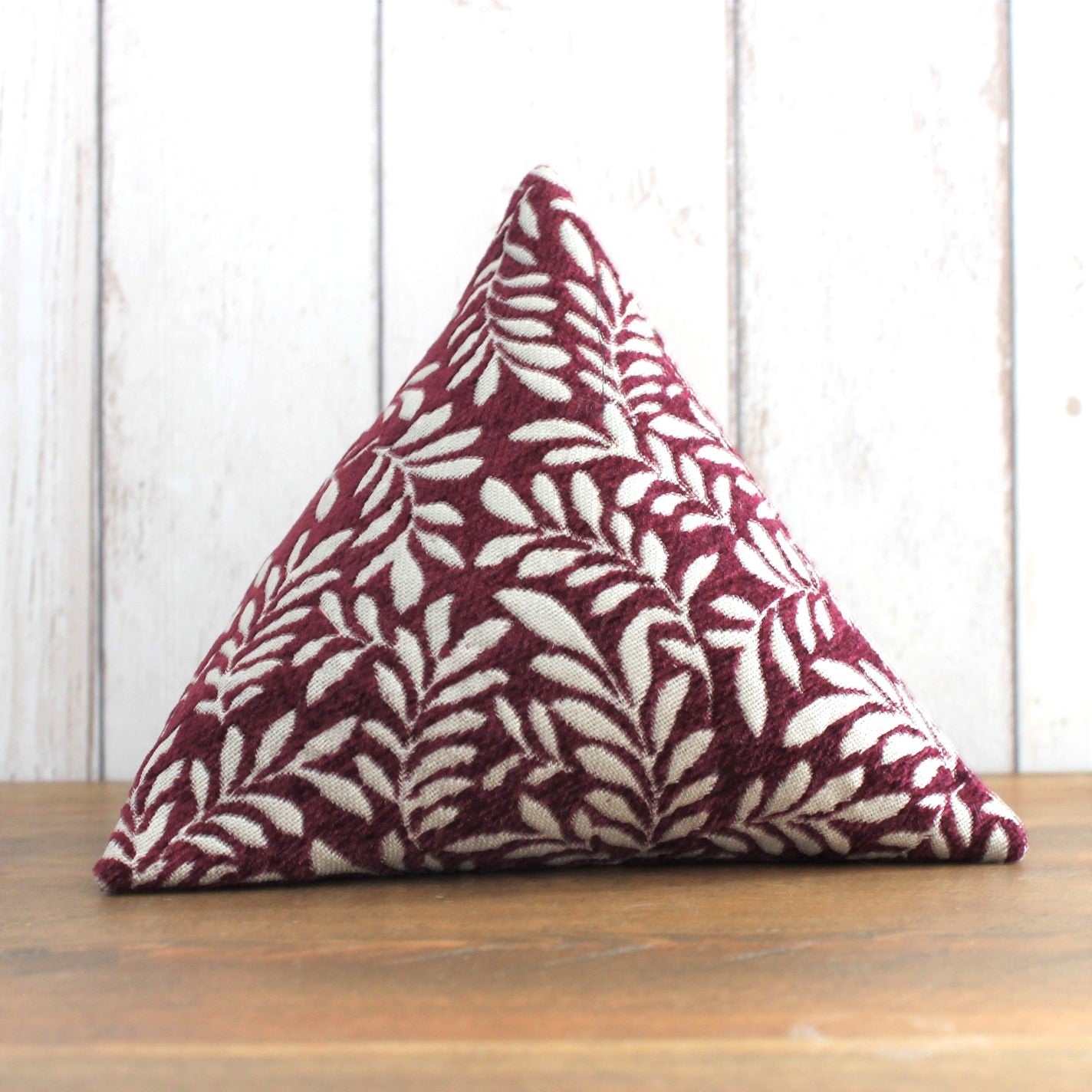 Deep Red and  Beige Leafy Fabric Doorstop