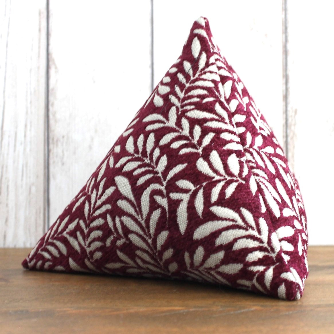 Deep Red and Beige Leafy Fabric Doorstop