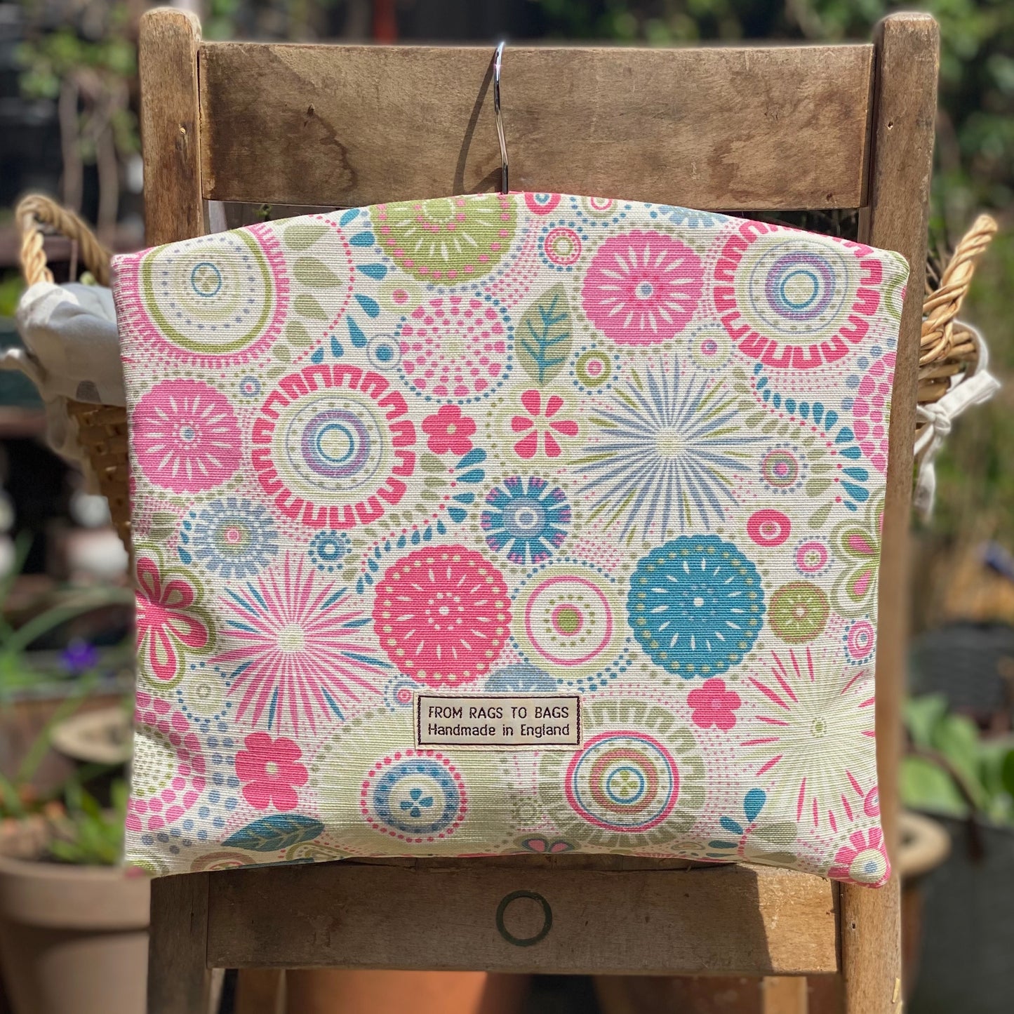 Pink and Green Abstract Floral Peg Bag