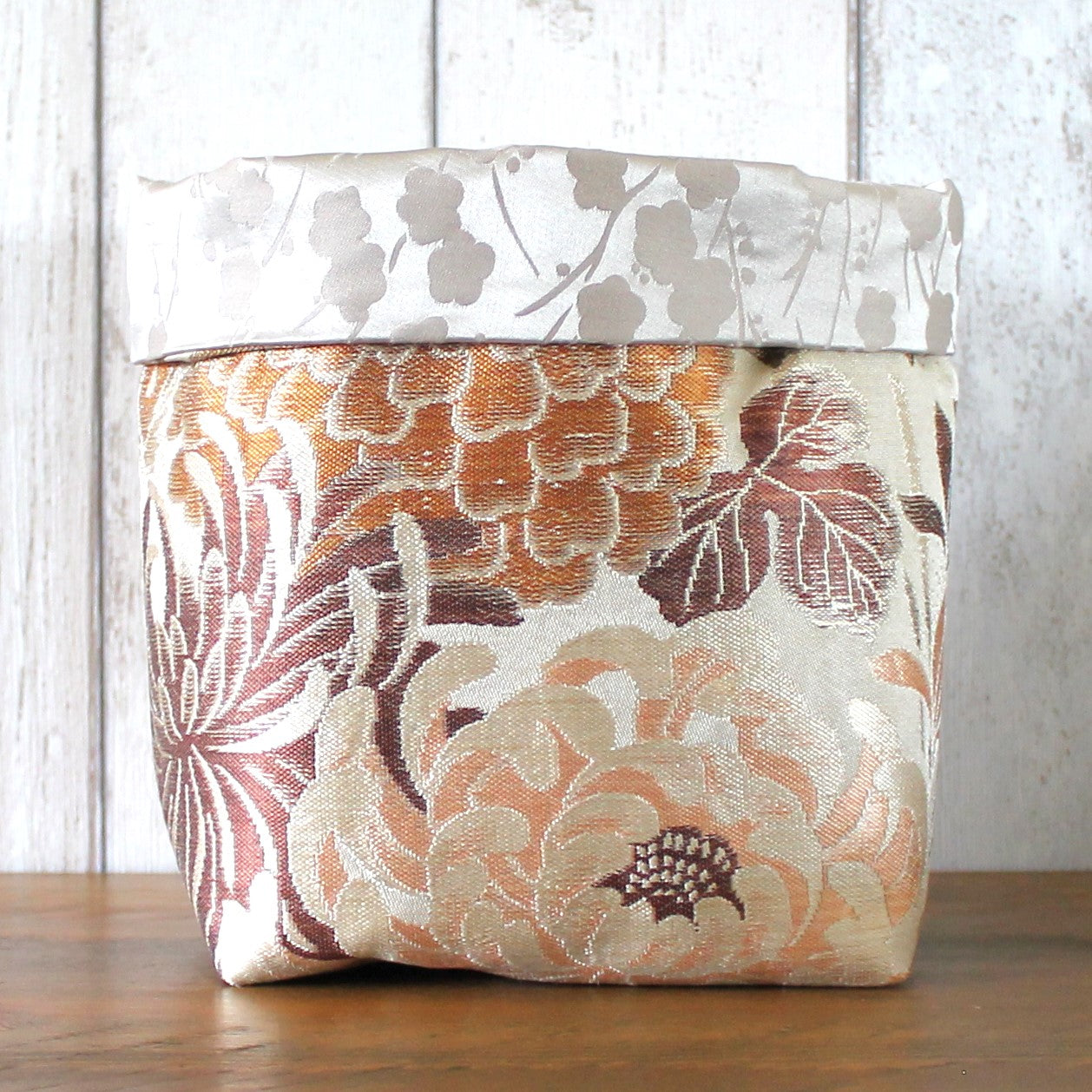 Japanese Floral Print Fabric Storage Bin (M)