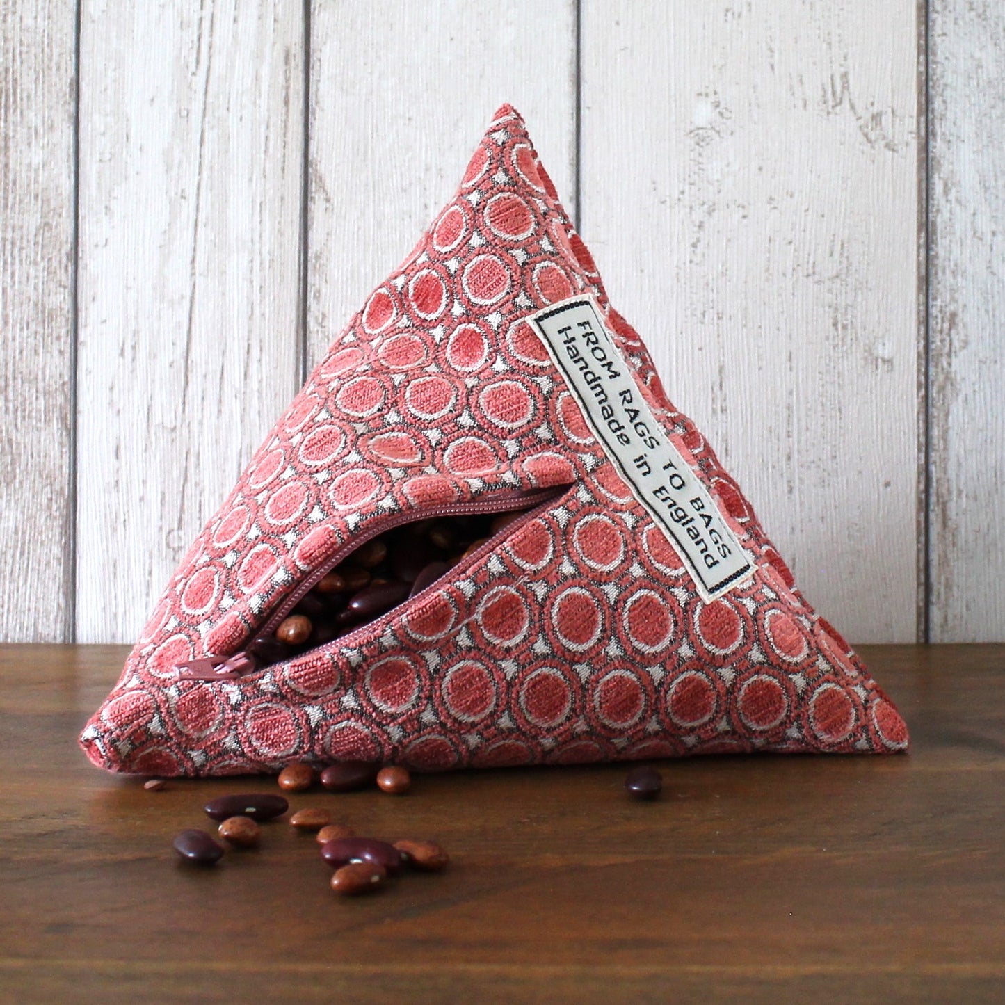 Peach and Cream Spot Print Fabric Doorstop