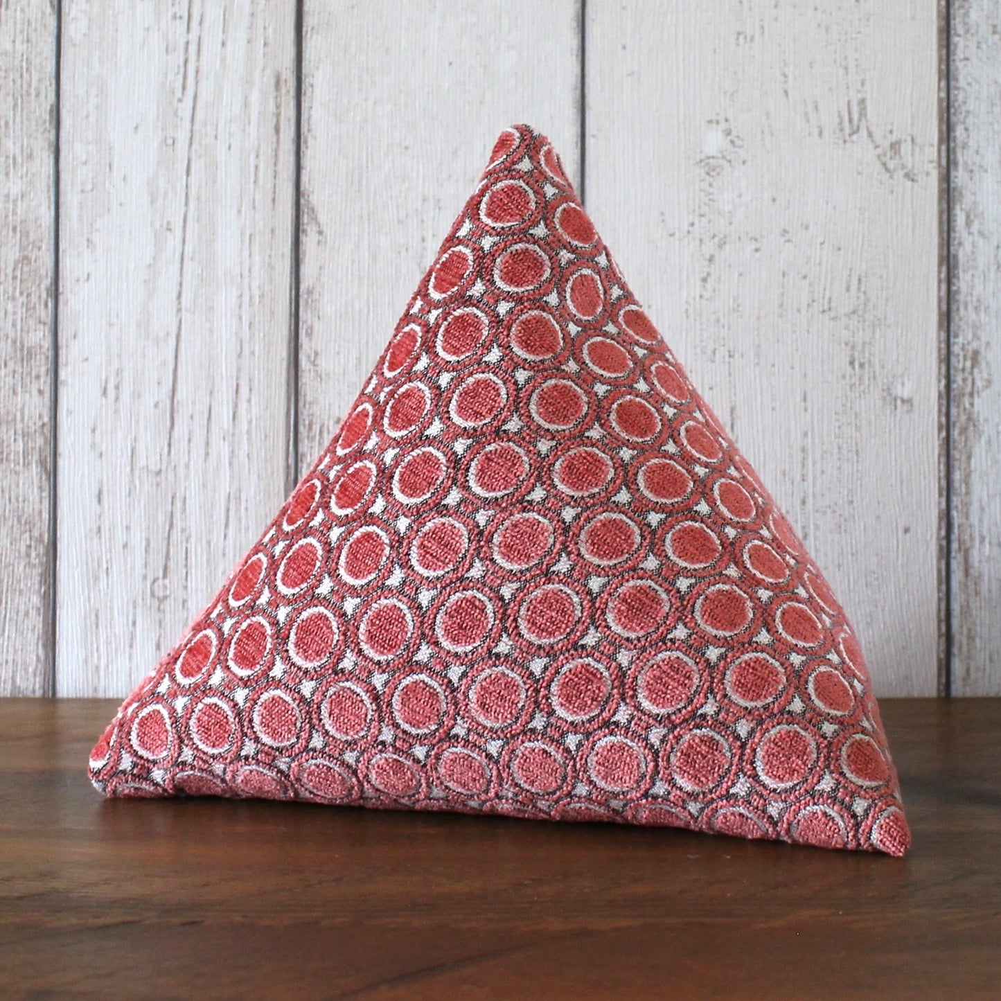 Peach and Cream Spot Print Fabric Doorstop