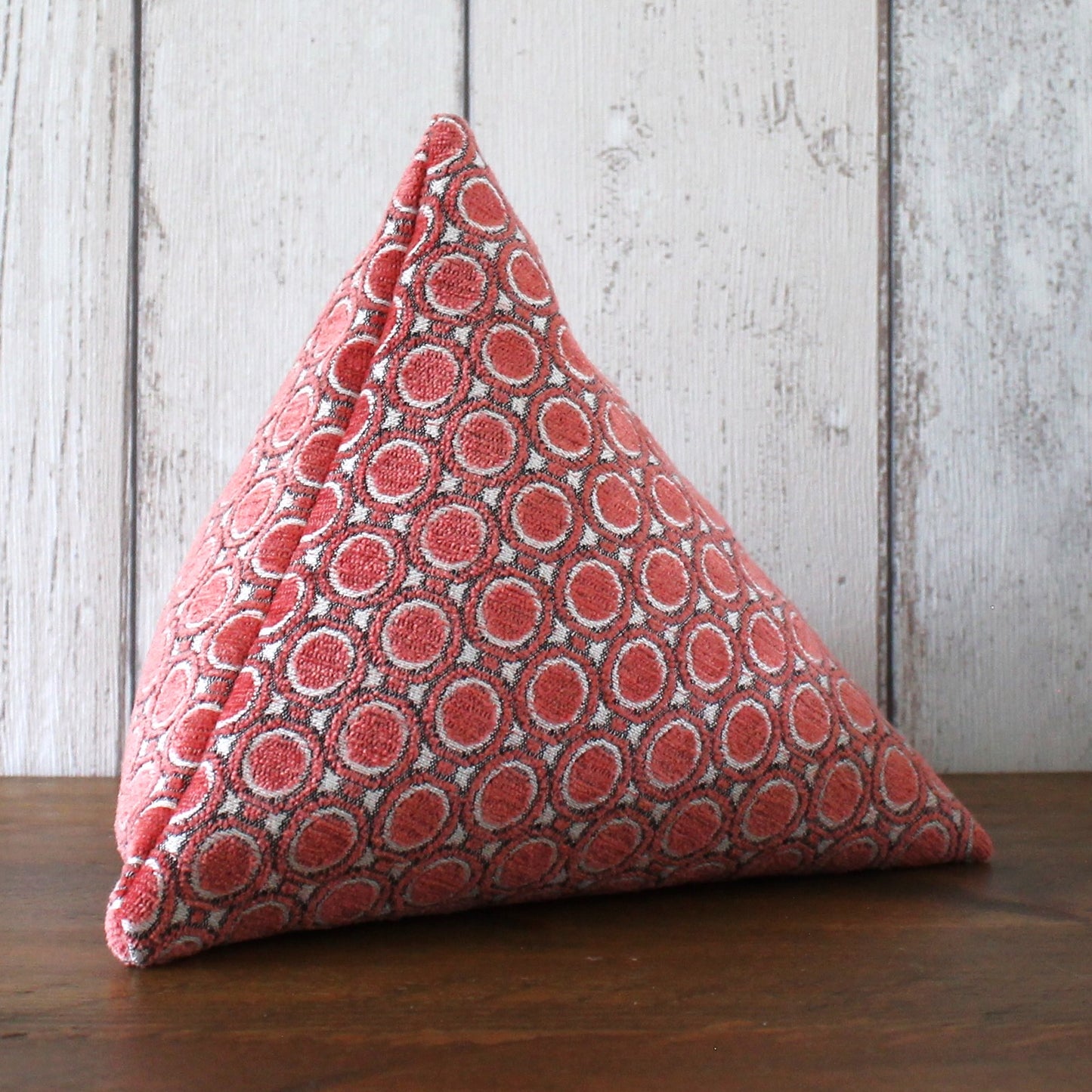 Peach and Cream Spot Print Fabric Doorstop