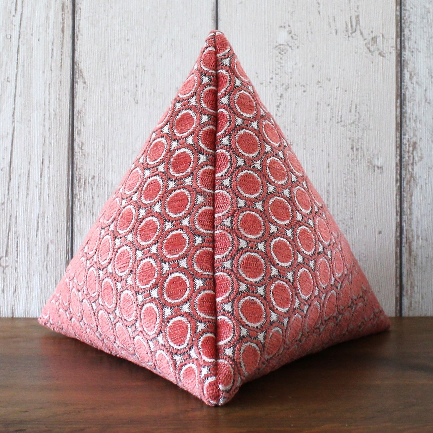 Peach and Cream Spot Print Fabric Doorstop