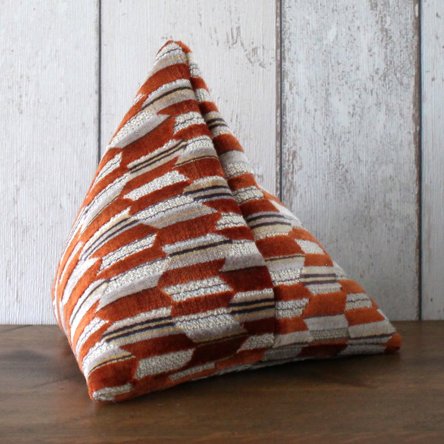 Terracotta Orange, Beige and Cream Fabric Fabric Doorstop