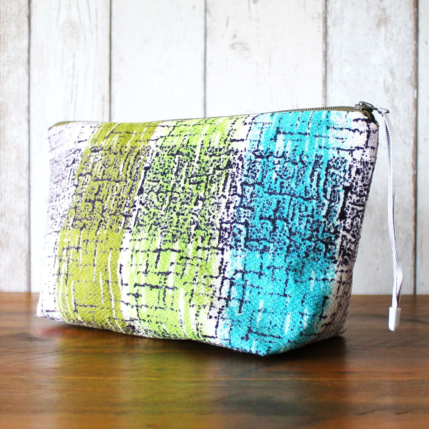 Vintage Barkcloth Print Makeup Bag