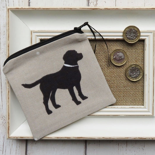 Coin Purse in Black Labrador Fabric