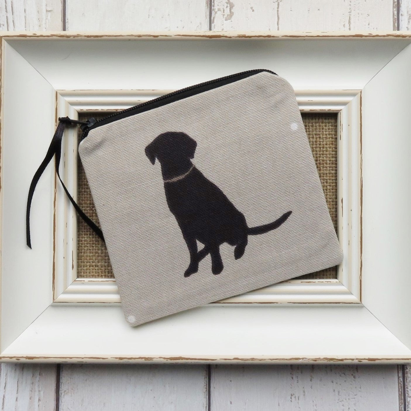 Coin Purse in Black Labrador Fabric