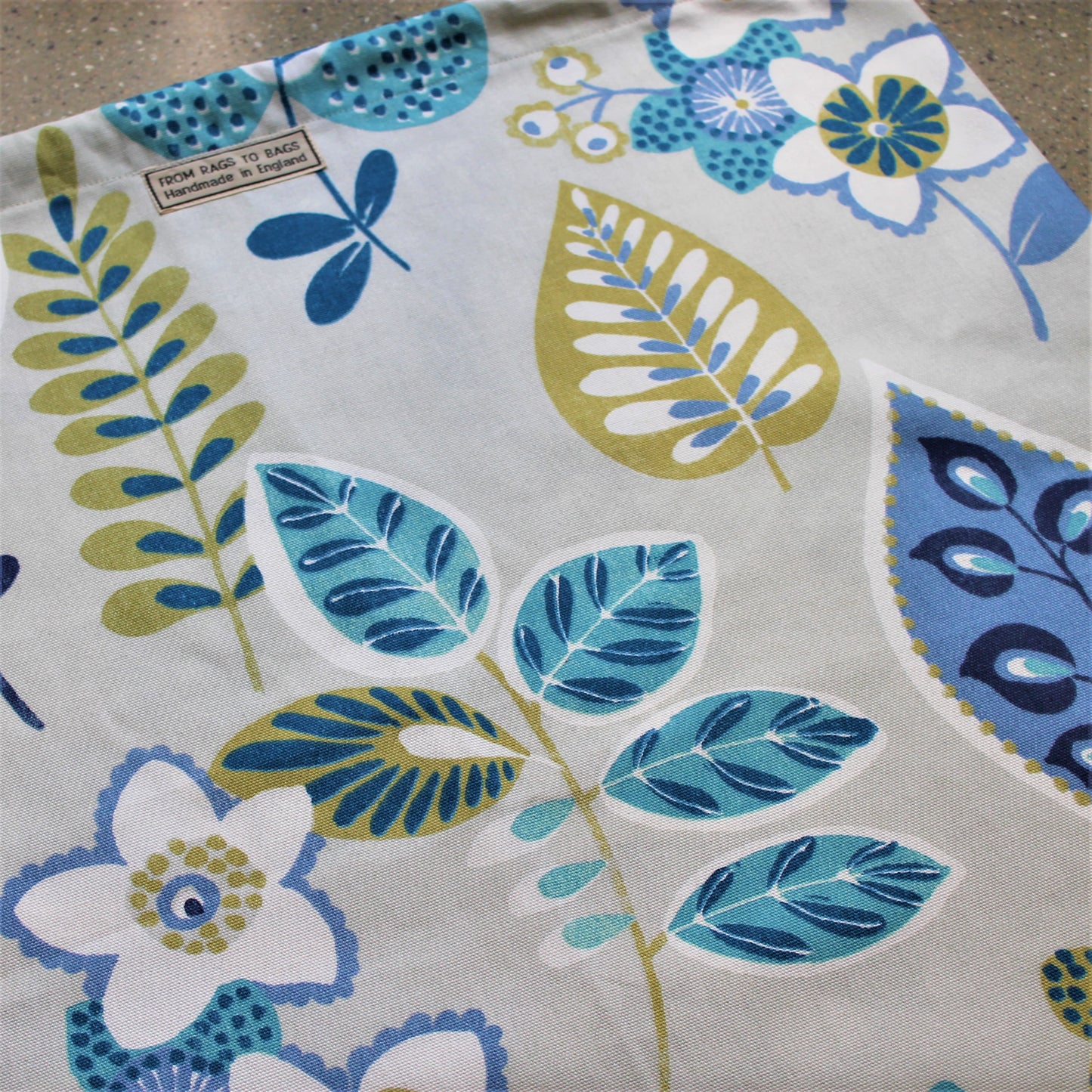 Blue Abrstract Leaf Print Laundry Bag