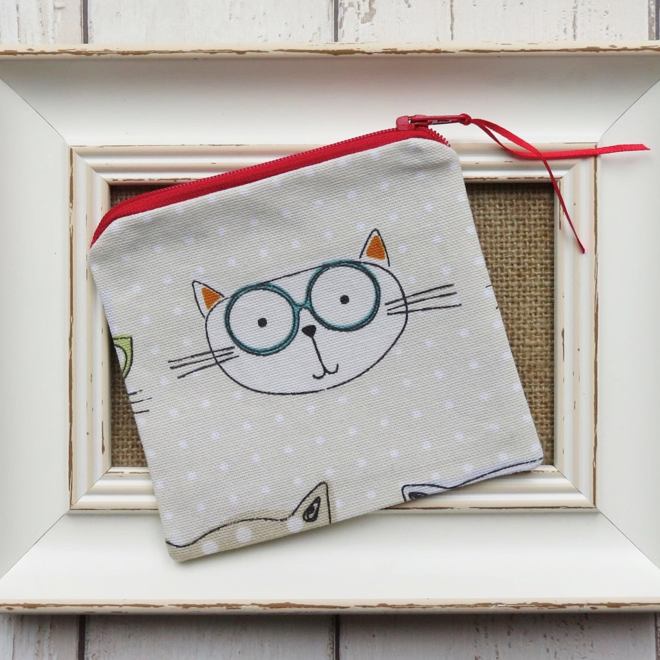 Coin Purse in Cat Face Fabric