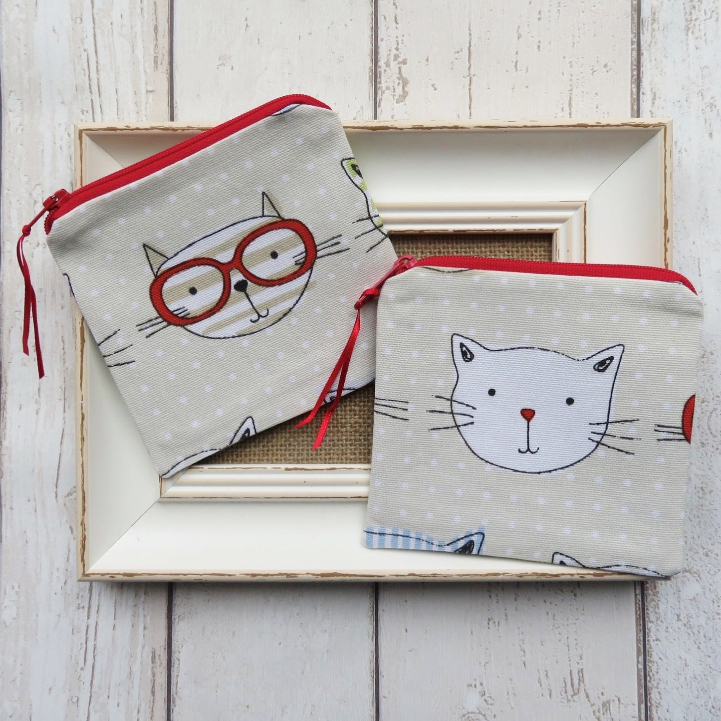 Coin Purse in Cat Face Fabric