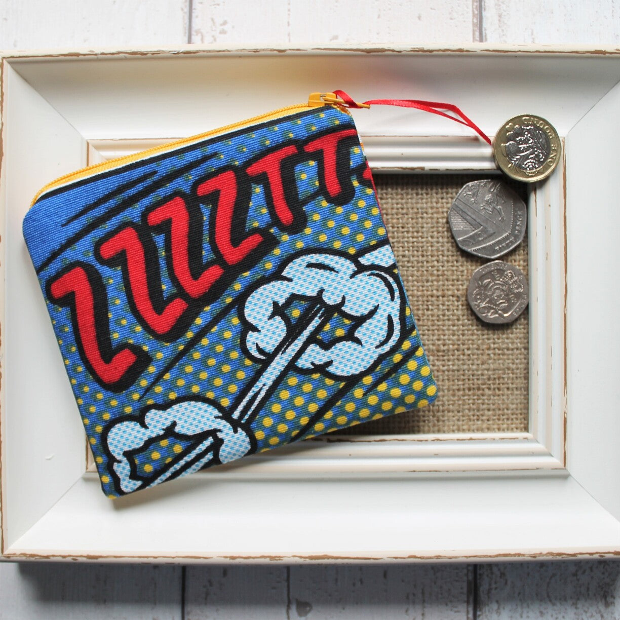 Coin Purse in Comic Book Fabric