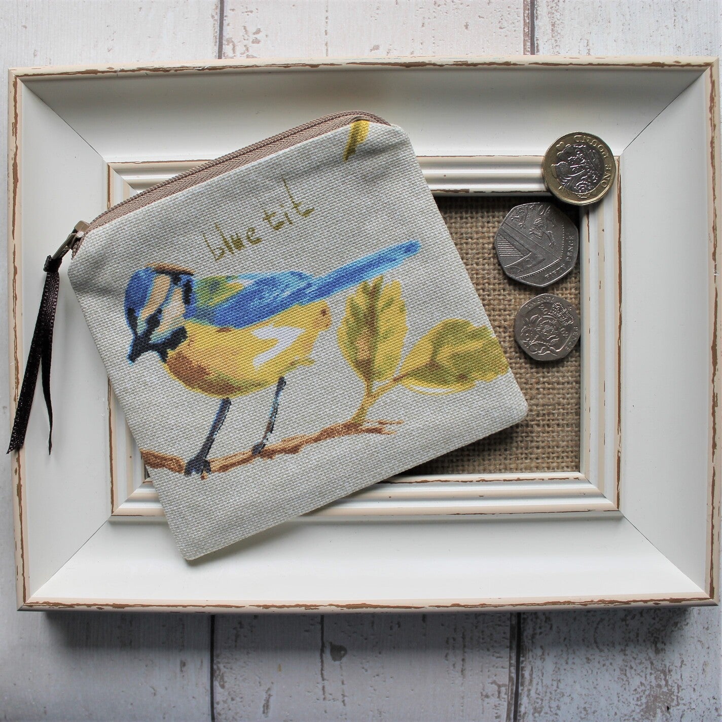 Coin Purse in British Garden Bird Fabric