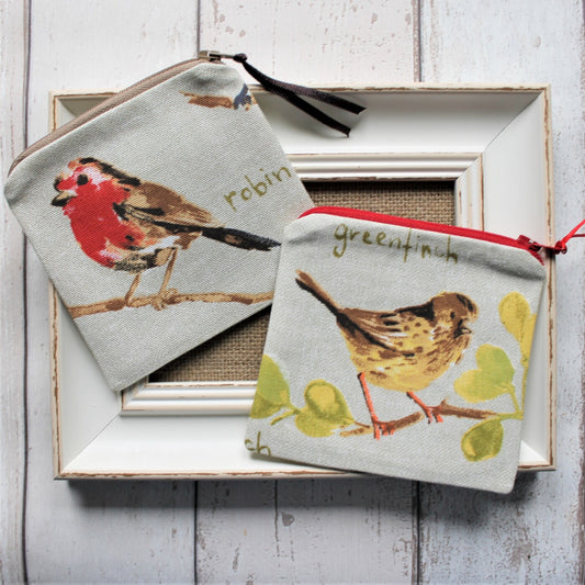 Coin Purse in British Garden Bird Fabric