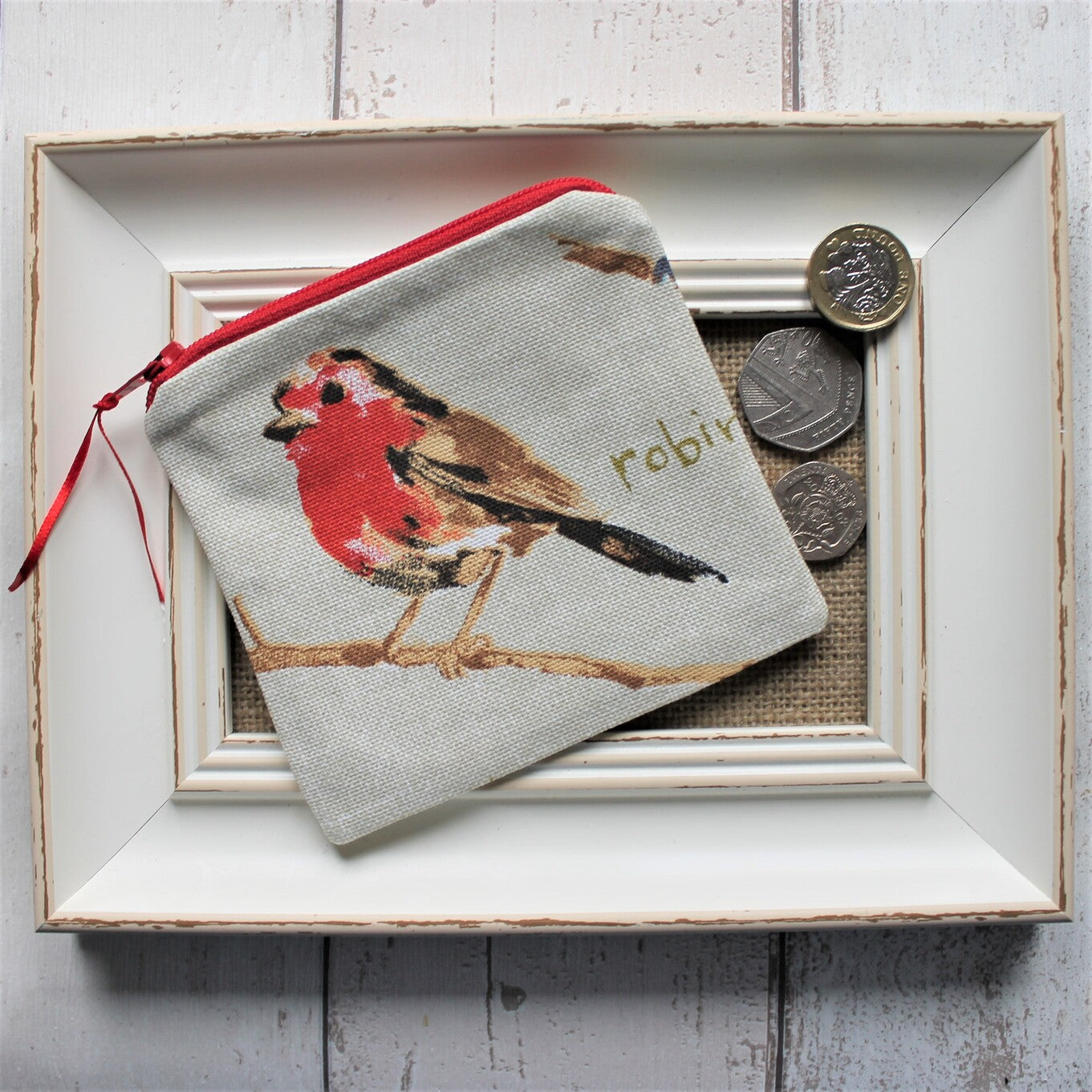 Coin Purse in British Garden Bird Fabric