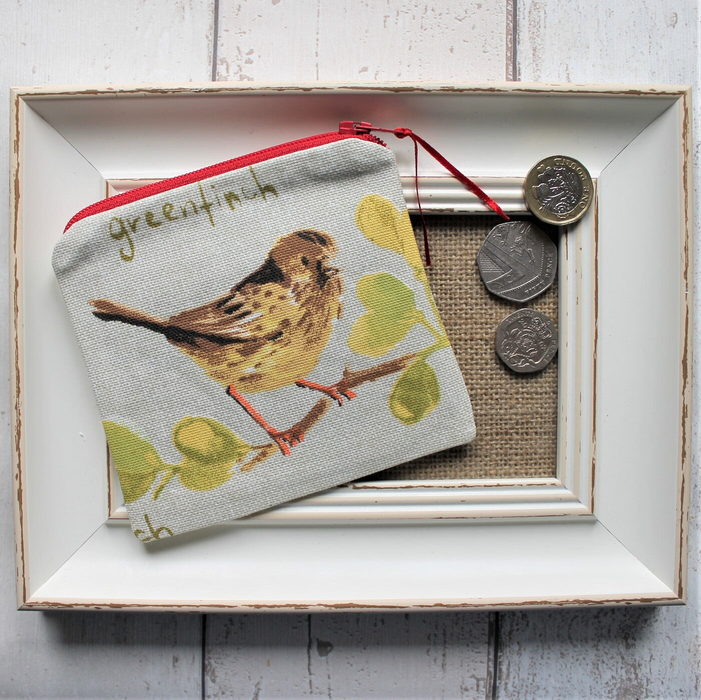 Coin Purse in British Garden Bird Fabric
