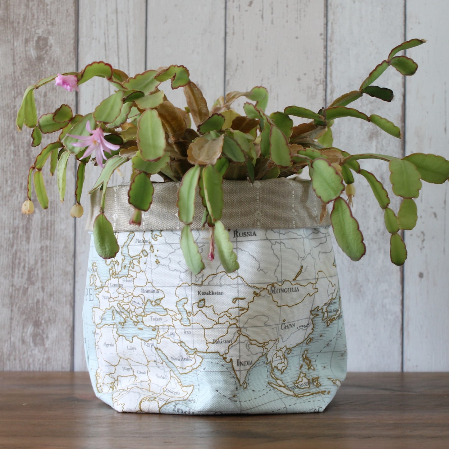 World Map Fabric Storage Bin (L)