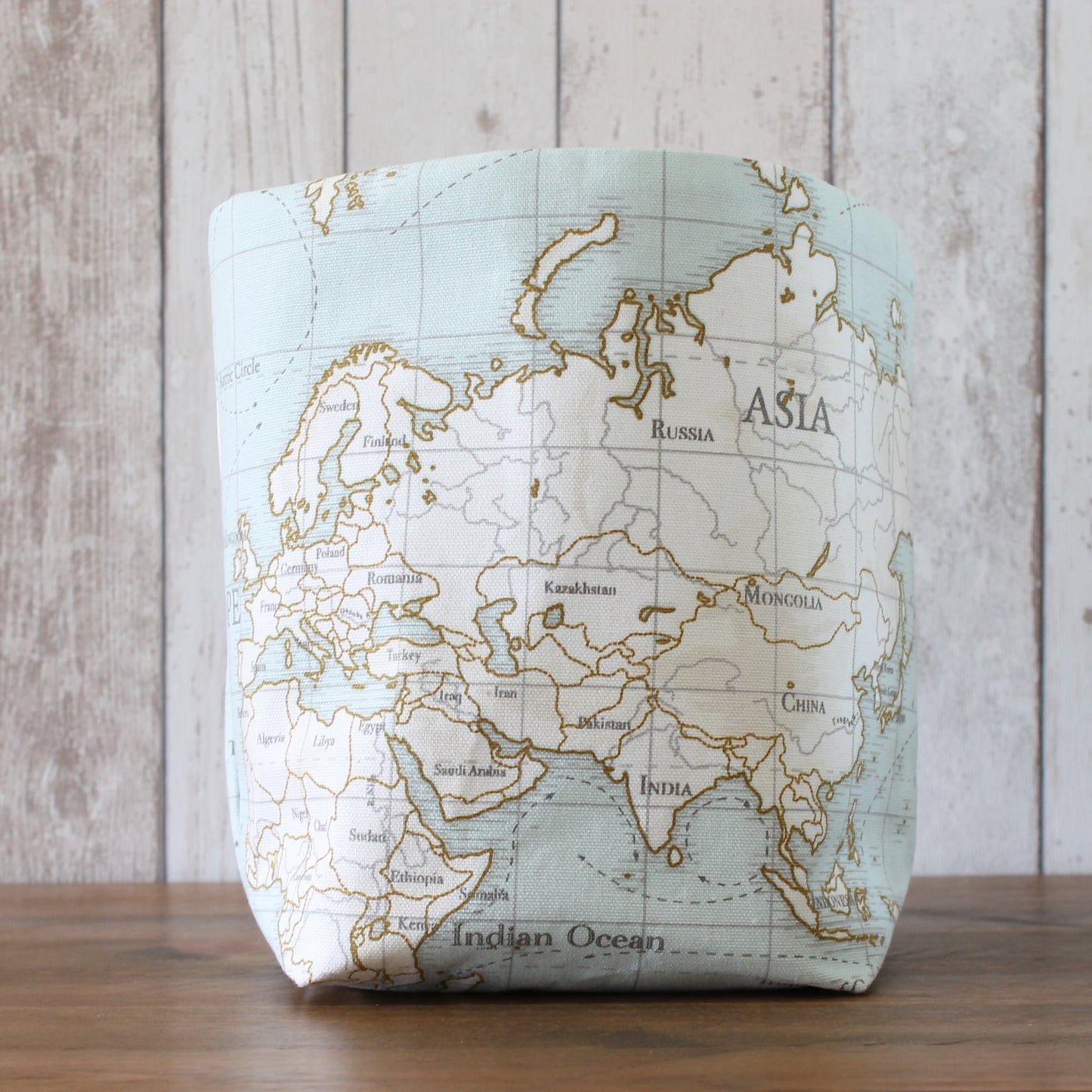 World Map Fabric Storage Bin (L)