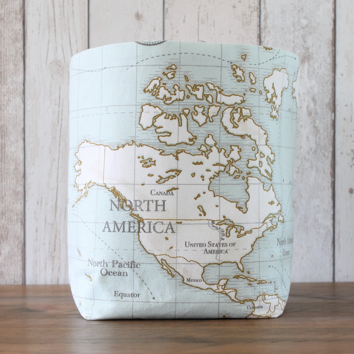 World Map Fabric Storage Bin (L)