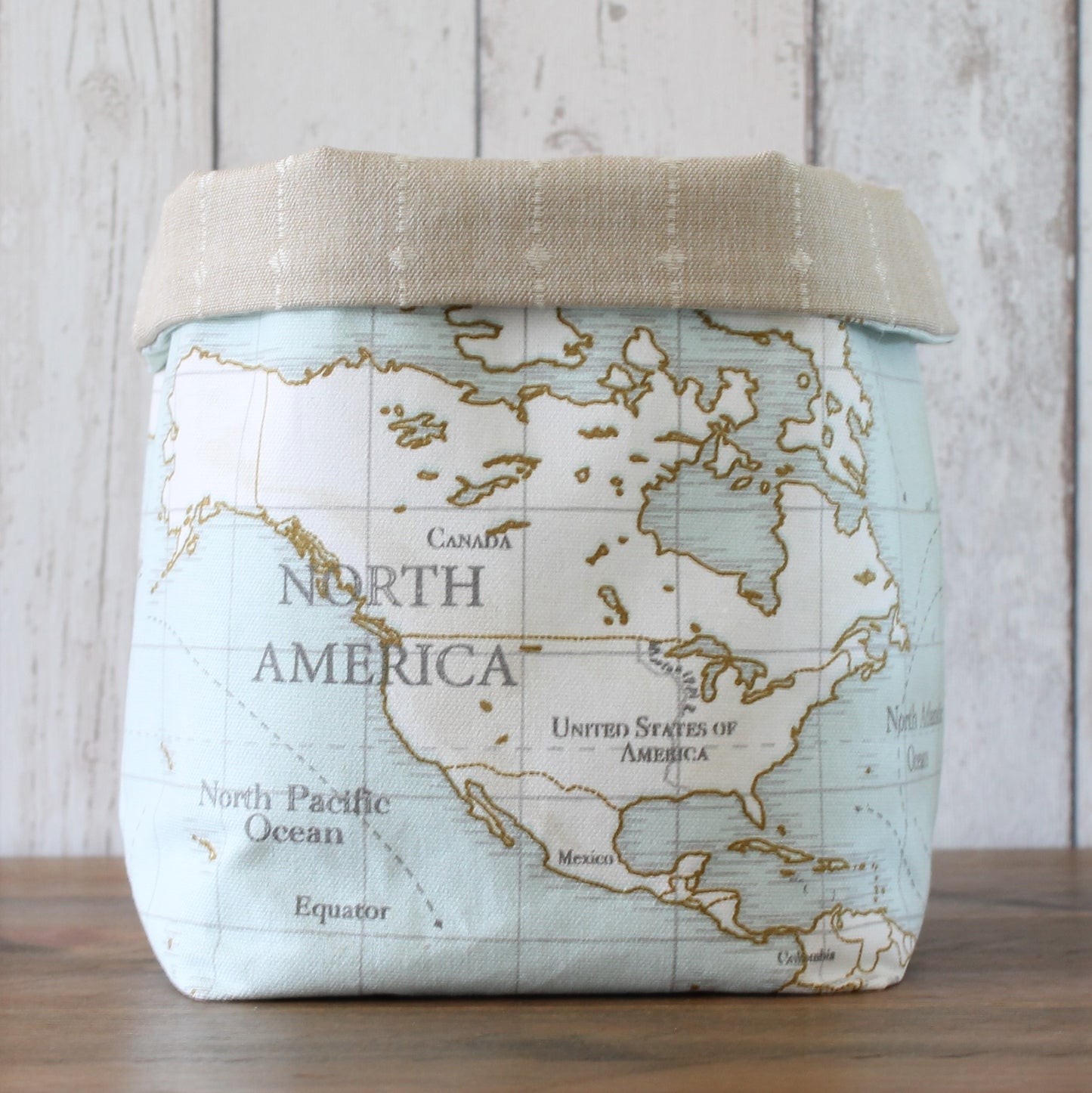 World Map Fabric Storage Bin (L)