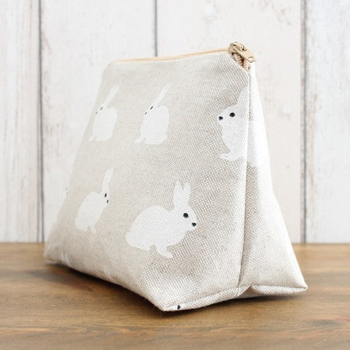 White Rabbit Print Makeup Bag