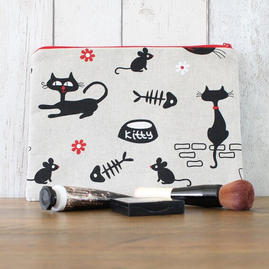 Retro Black Cat Makeup Bag