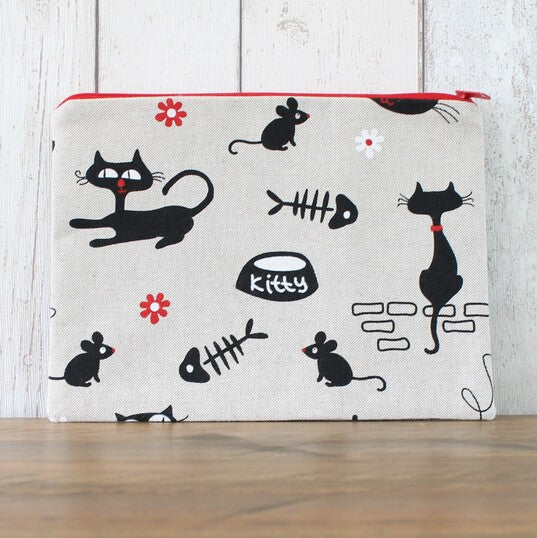 Retro Black Cat Makeup Bag