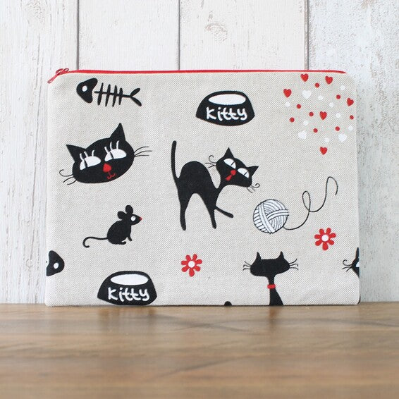 Retro Black Cat Makeup Bag