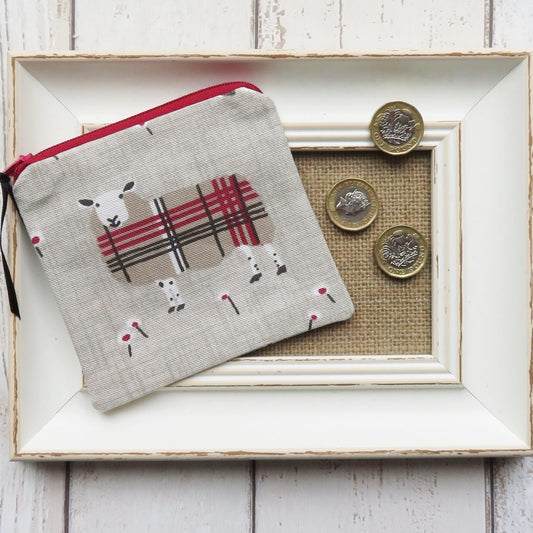 Coin Purse in Sheep Print Fabric